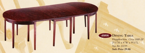 Catalog image of Hepplewhite 3 piece Dining Room Table